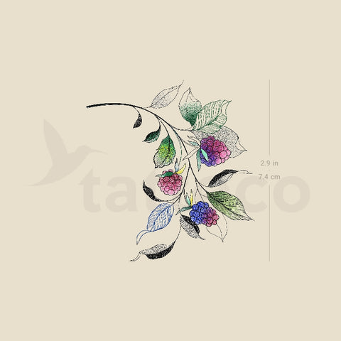 Rasperry Branch By Ann Lilya Temporary Tattoo - Set of 3