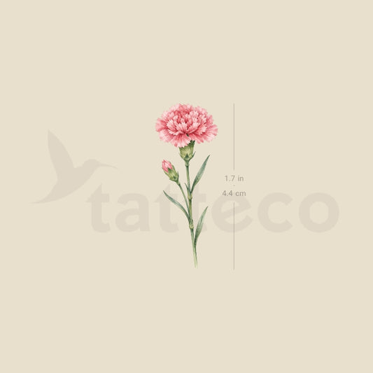 Watercolor Carnation Temporary Tattoo - Set of 3
