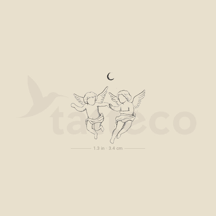 Cherub Couple By Stefano Mazza Temporary Tattoo - Set of 3