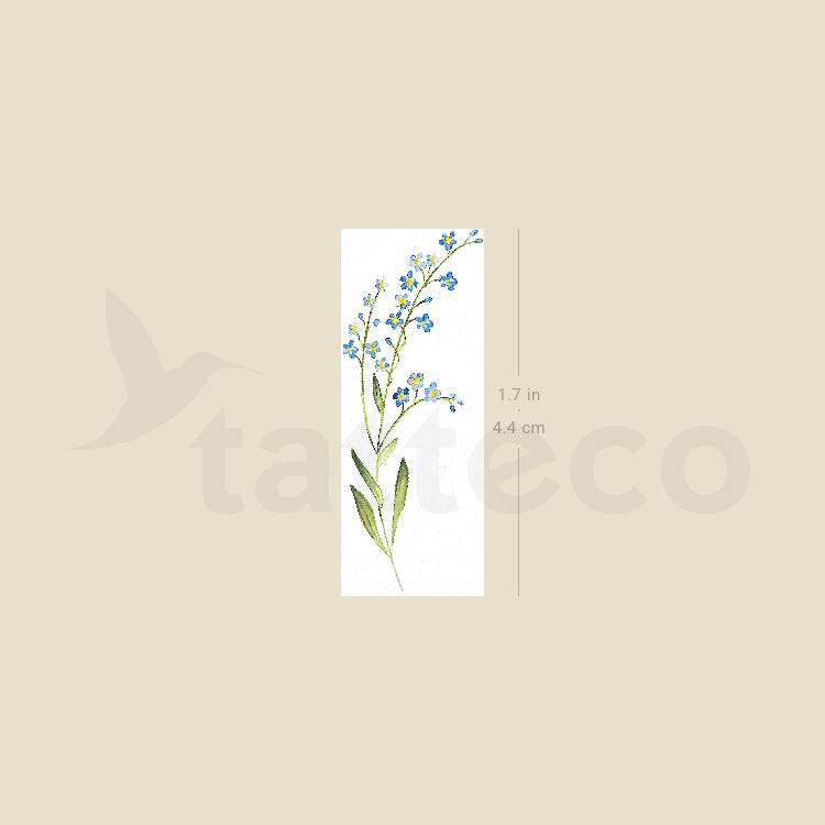 Small Watercolor Forget-me-not Temporary Tattoo - Set of 3