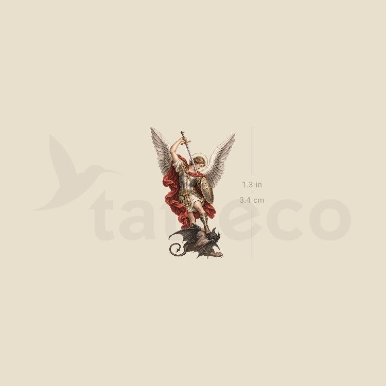 Archangel Michael Defeating Satan Temporary Tattoo - Set of 3