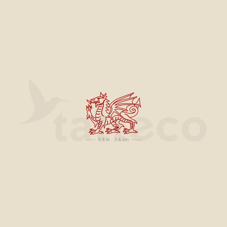Red Welsh Dragon Temporary Tattoo - Set of 3