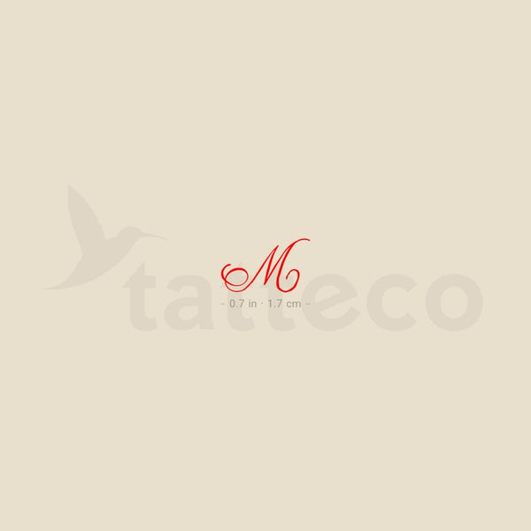 Little Red M Script Temporary Tattoo - Set of 3