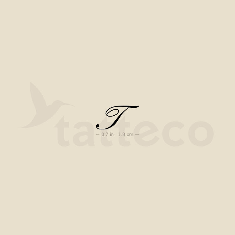 Letter T Script Temporary Tattoo - Set of 3