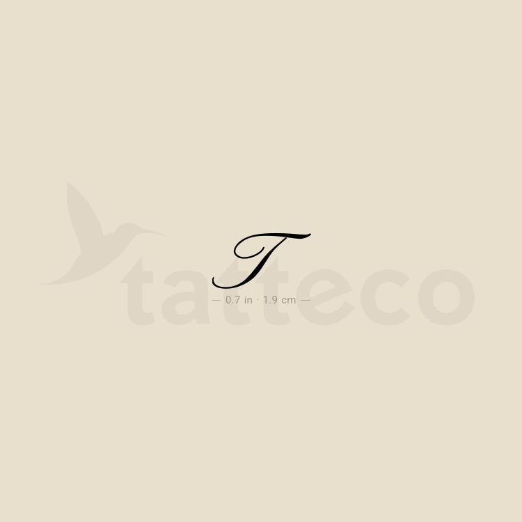 Cursive T Script Temporary Tattoo - Set of 3