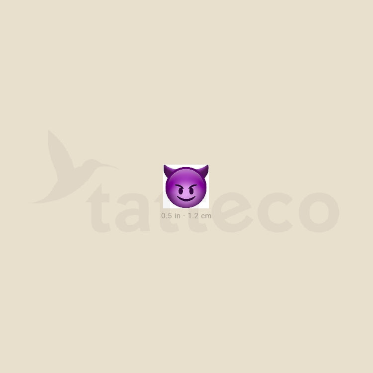 Smiling Face With Horns Temporary Tattoo - Set of 3