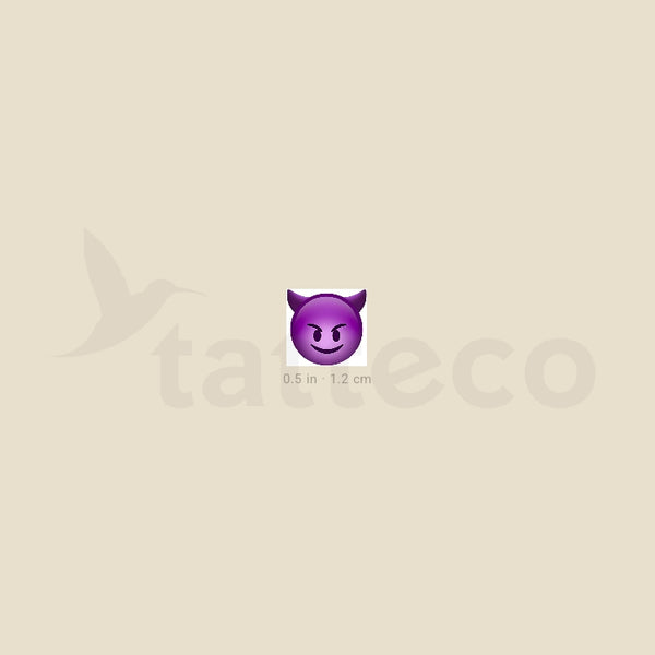 Smiling Face With Horns Temporary Tattoo - Set of 3
