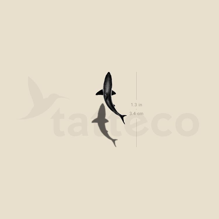 Small Shark And Shadow Temporary Tattoo - Set of 3