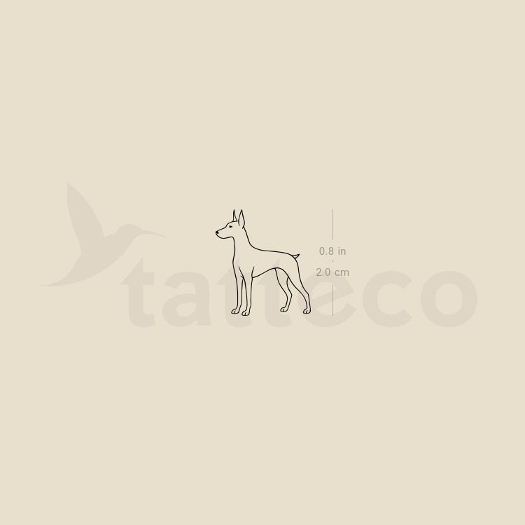 Fine Line Doberman Temporary Tattoo - Set of 3