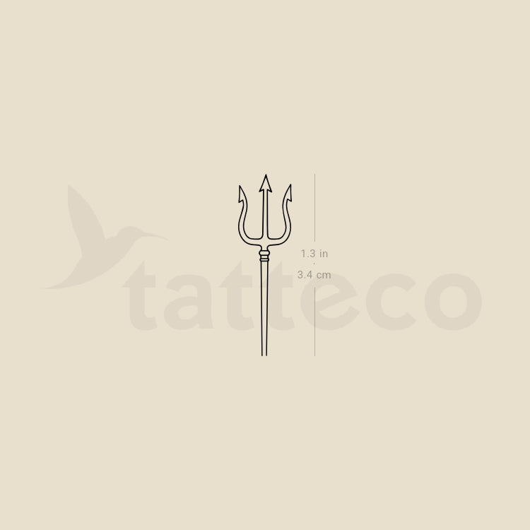 Fine Line Trident Of Poseidon Temporary Tattoo - Set of 3