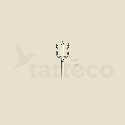 Fine Line Trident Of Poseidon Temporary Tattoo - Set of 3