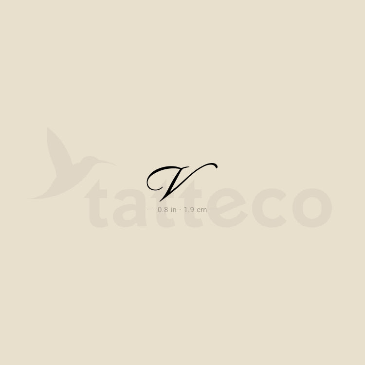 Cursive V Script Temporary Tattoo - Set of 3