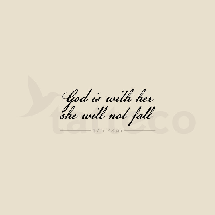 God Is With Her She Will Not Fall Temporary Tattoo - Set of 3