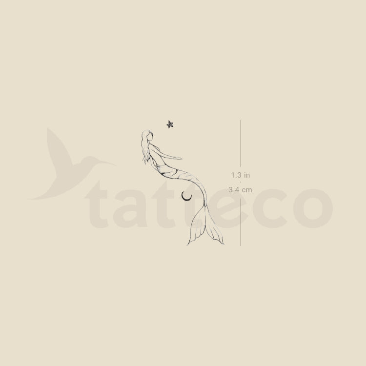 Star Moon Mermaid By Stefano Mazza Temporary Tattoo - Set of 3