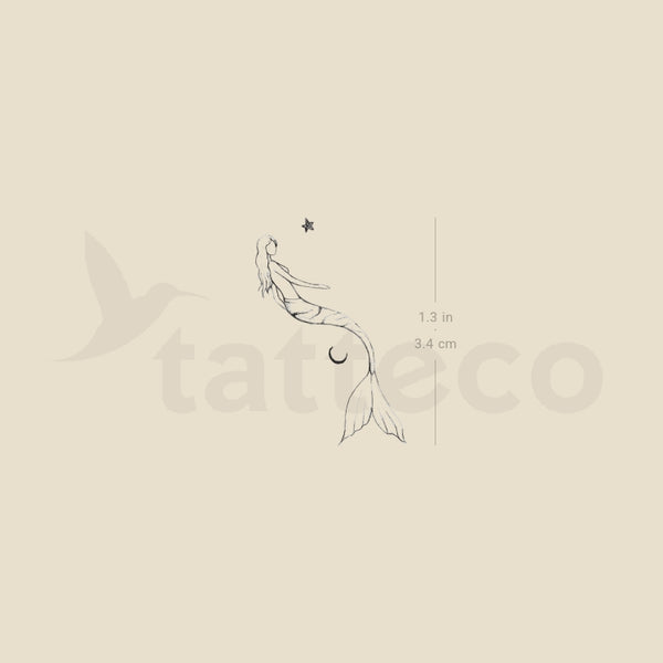 Star Moon Mermaid By Stefano Mazza Temporary Tattoo - Set of 3
