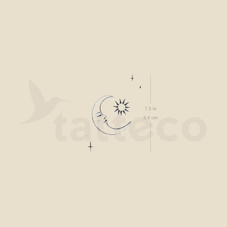 Crescent And Sun By Stefano Mazza Temporary Tattoo - Set of 3