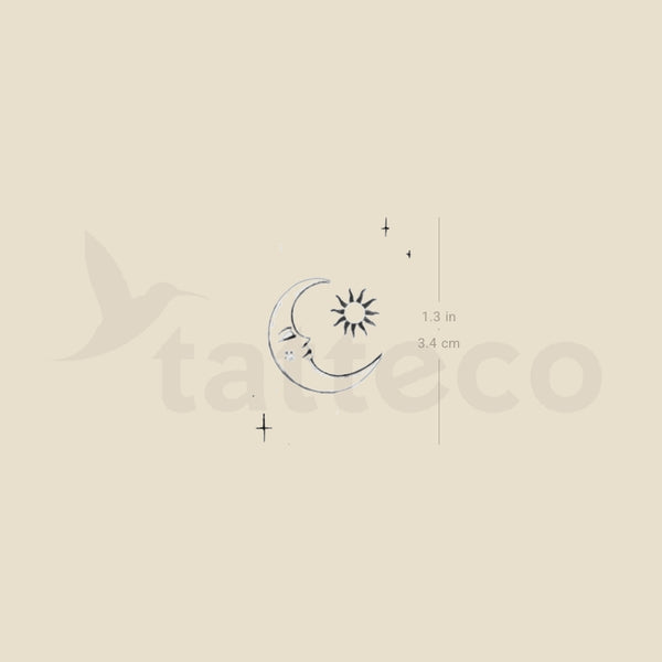 Crescent And Sun By Stefano Mazza Temporary Tattoo - Set of 3
