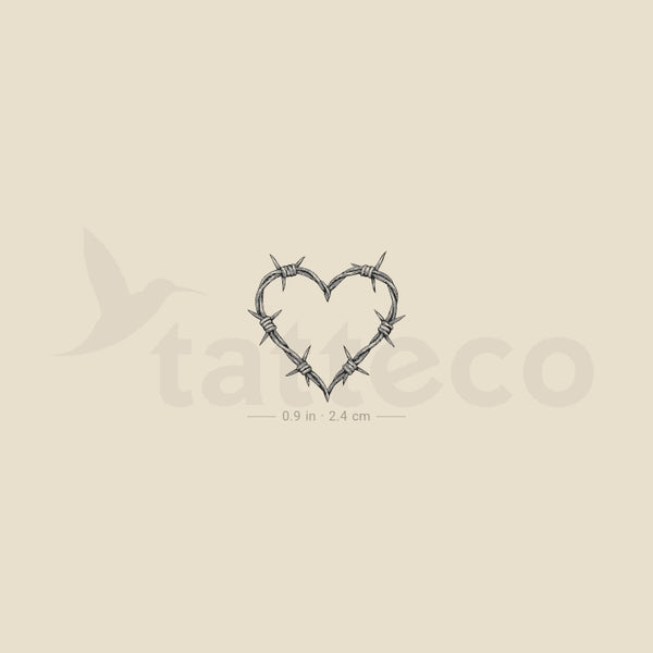 Heart Shaped Barbed Wire Temporary Tattoo - Set of 3