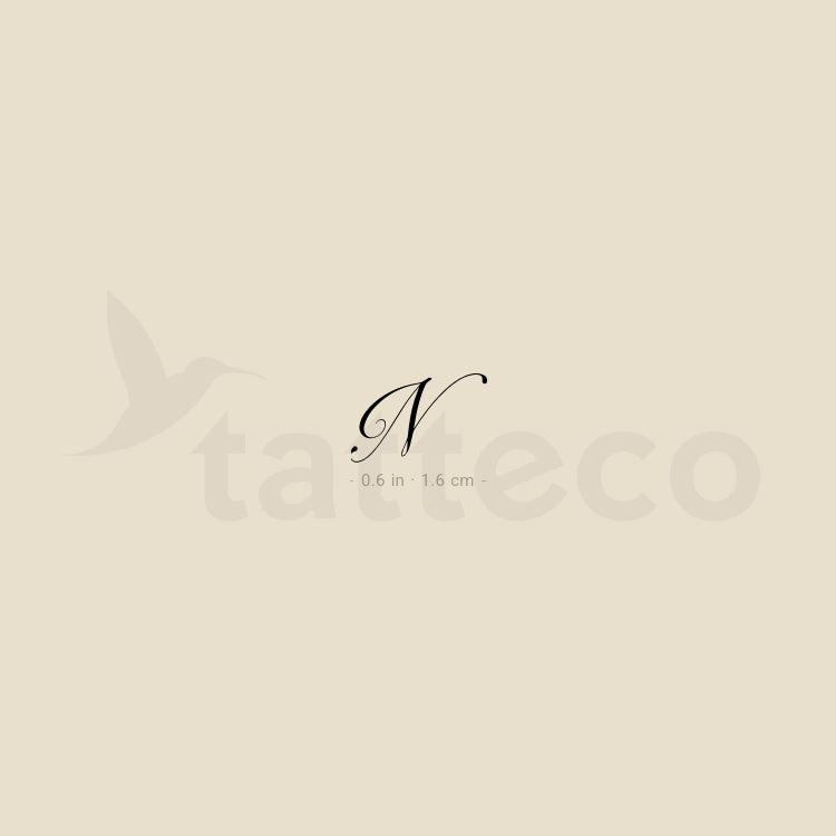 Cursive N Script Temporary Tattoo - Set of 3