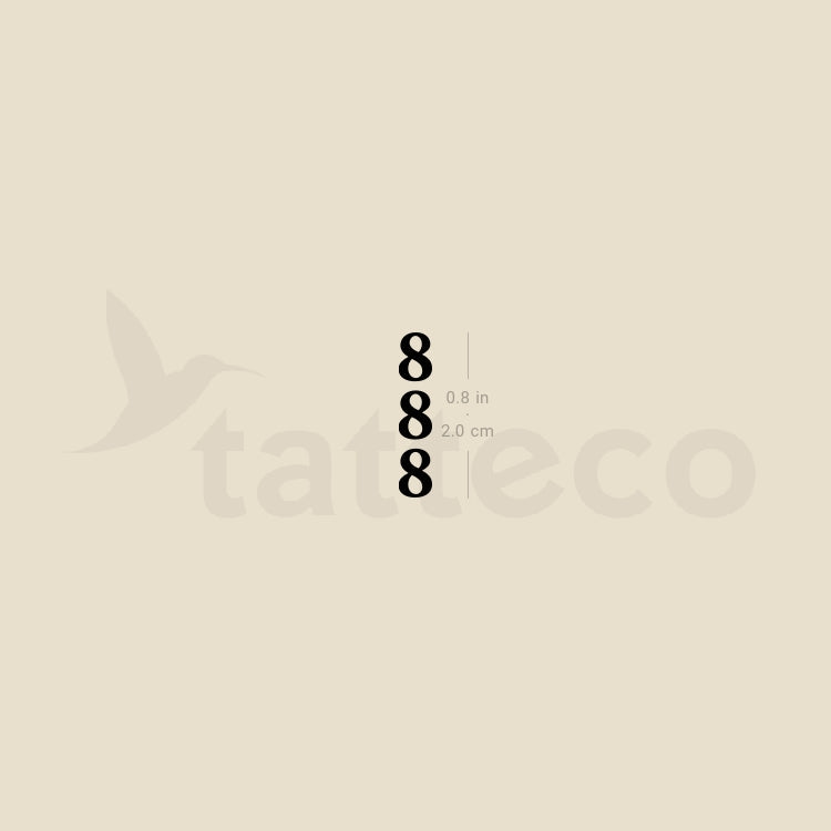 Vertical 888 Temporary Tattoo - Set of 3