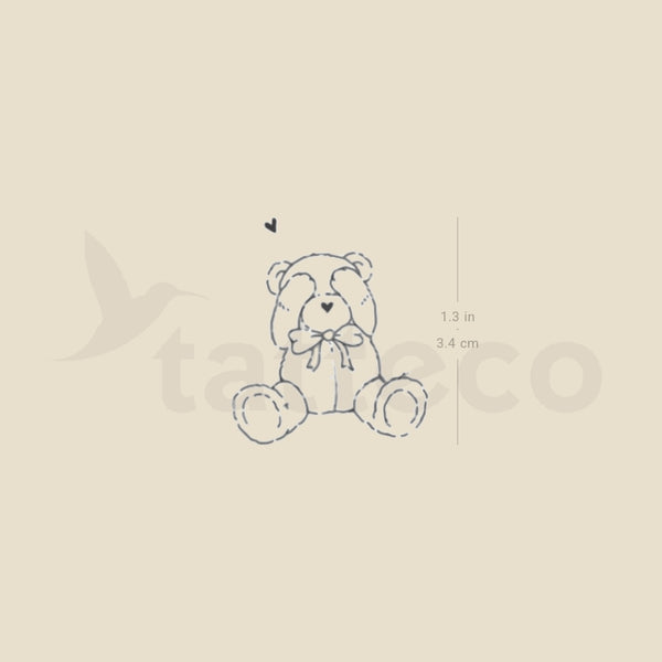 Shy Teddy Bear By Stefano Mazza Temporary Tattoo - Set of 3