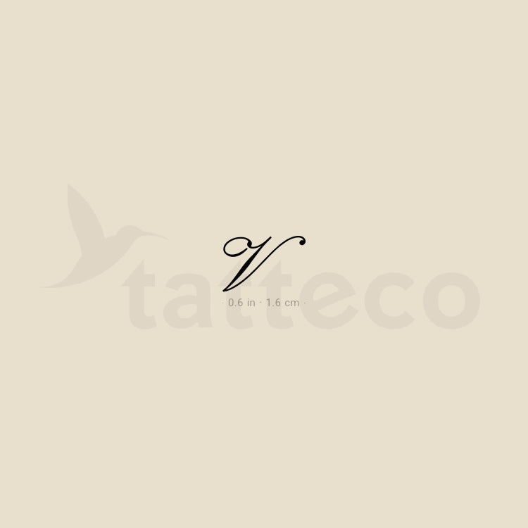 Letter V Script Temporary Tattoo - Set of 3