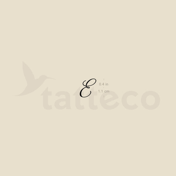 Letter E Script Temporary Tattoo - Set of 3
