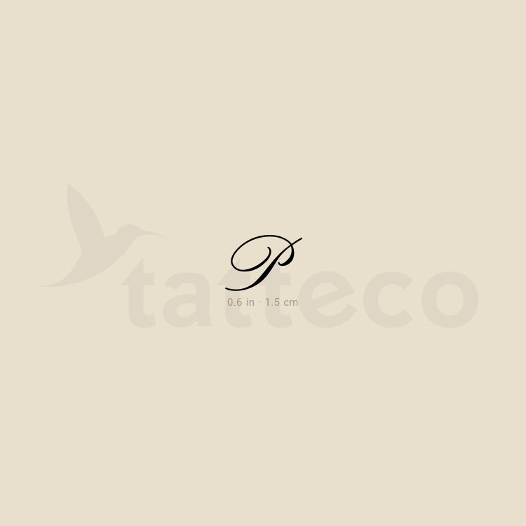 Cursive P Script Temporary Tattoo - Set of 3