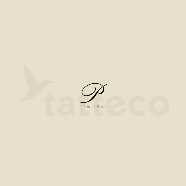 Cursive P Script Temporary Tattoo - Set of 3