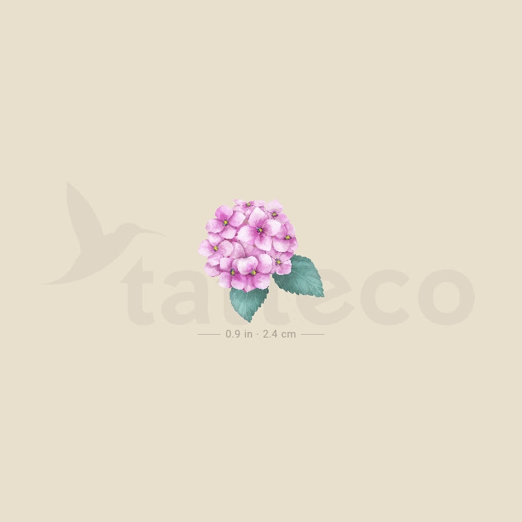 Pink Hydrangea Temporary Tattoo - Set of 3