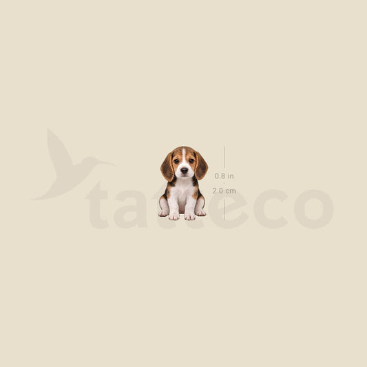 Seated Beagle Puppy Temporary Tattoo - Set of 3