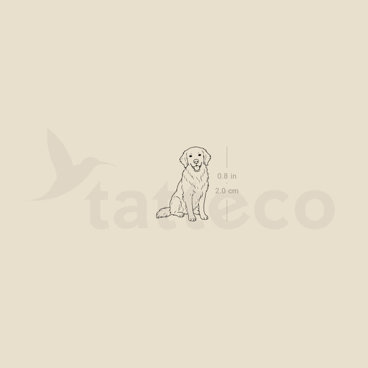 Fine Line Golden Retriever Temporary Tattoo - Set of 3