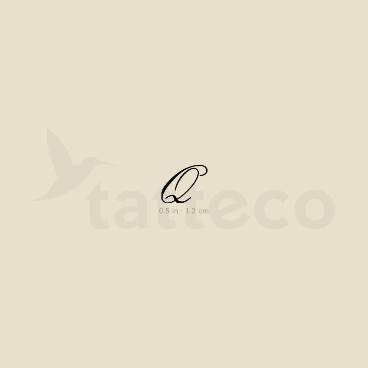 Letter Q Script Temporary Tattoo - Set of 3