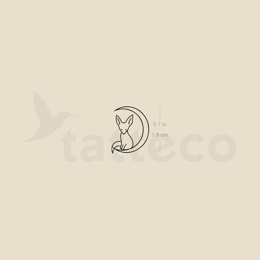 Fox And Moon Temporary Tattoo - Set of 3