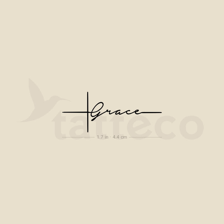 Christian Cross Grace Temporary Tattoo - Set of 3