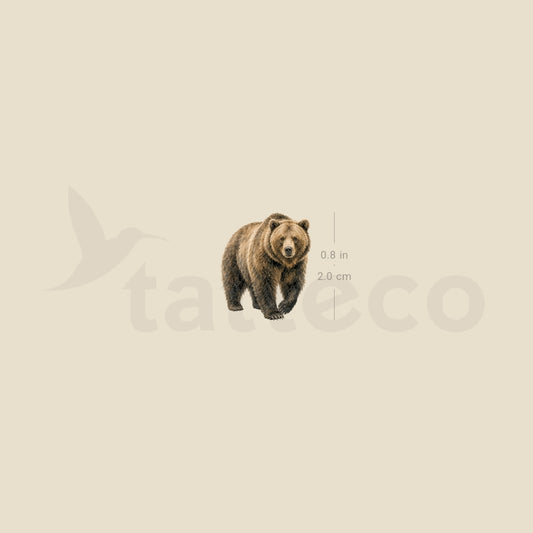 Watercolor Grizzly Bear Temporary Tattoo - Set of 3