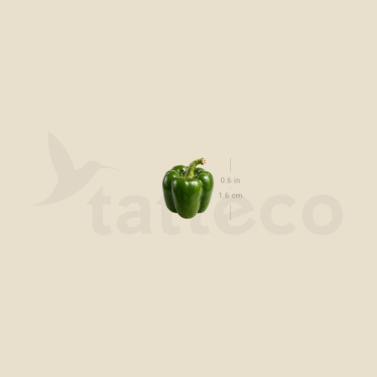 Green Bell Pepper Temporary Tattoo - Set of 3