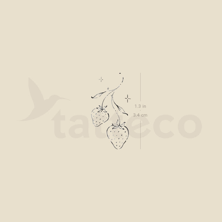 Strawberry By Stefano Mazza Temporary Tattoo - Set of 3