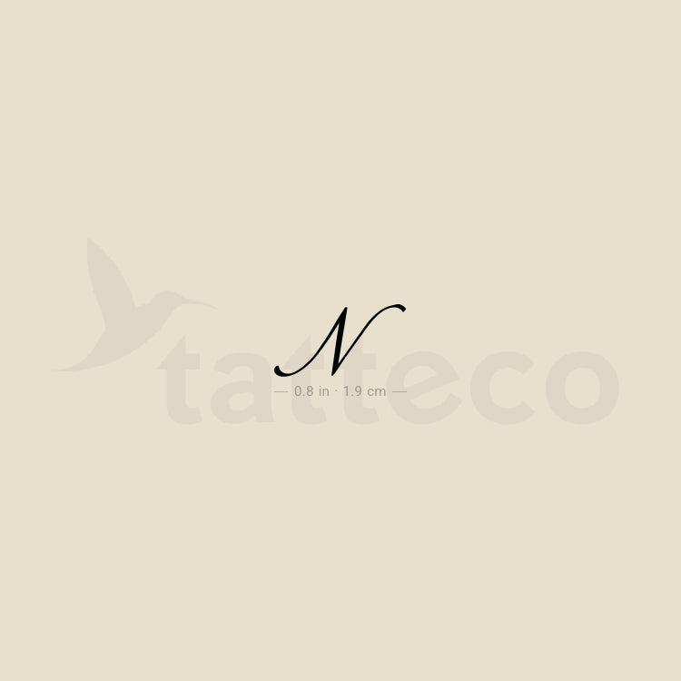 Letter N Script Temporary Tattoo - Set of 3
