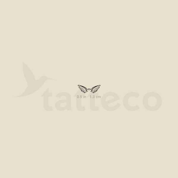 Tiny Angel Wings And Halo Temporary Tattoo - Set of 3