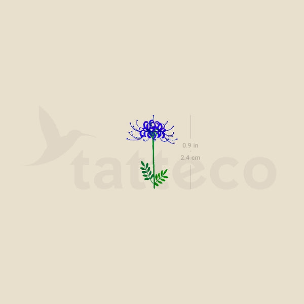 Blue Spider Lily Temporary Tattoo - Set of 3