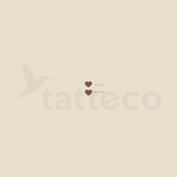 Two Tiny Brown Hearts Temporary Tattoo - Set of 3