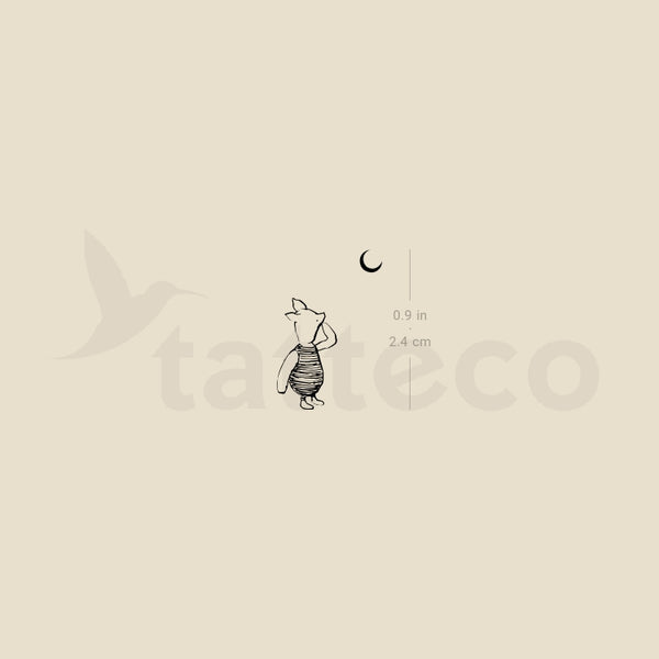 Piglet Looking At Moon Temporary Tattoo - Set of 3