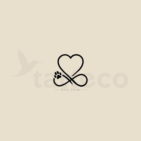 Infinity Heart And Dog Paw Print Temporary Tattoo - Set of 3