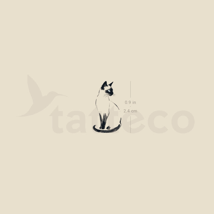 Watercolor Siamese Cat Temporary Tattoo - Set of 3