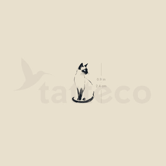Watercolor Siamese Cat Temporary Tattoo - Set of 3