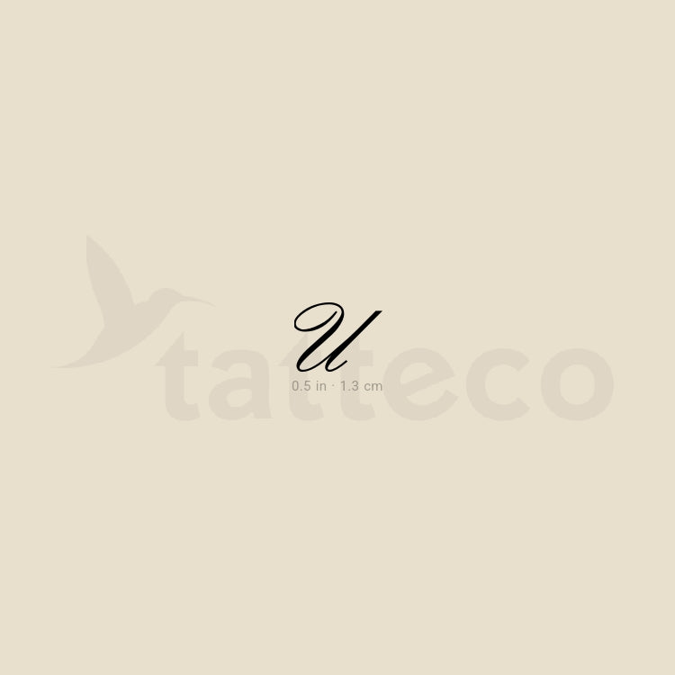 Letter U Script Temporary Tattoo - Set of 3