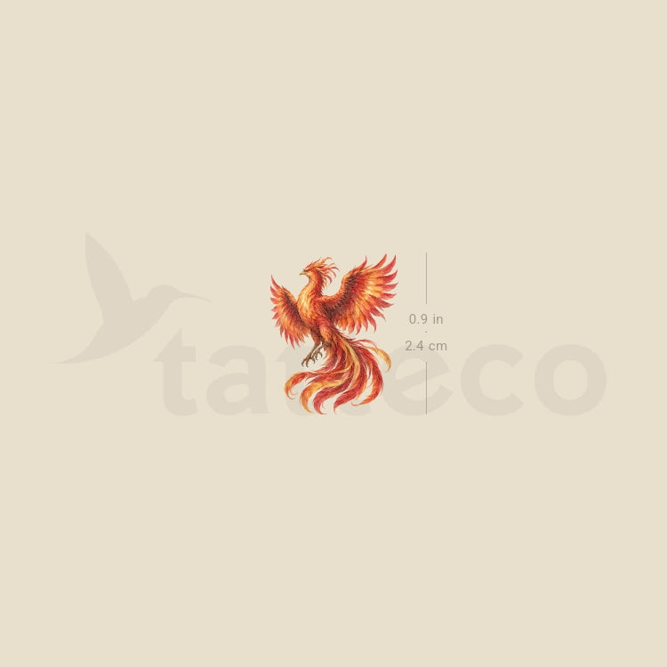 Watercolor Phoenix Temporary Tattoo - Set of 3