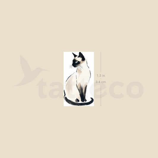 Watercolor Siamese Temporary Tattoo - Set of 3