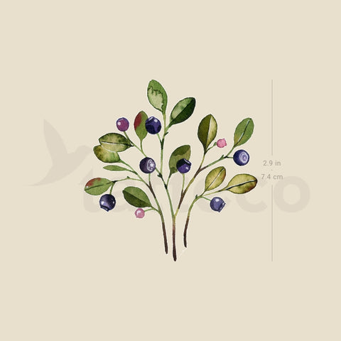 Blueberries By Ann Lilya Temporary Tattoo - Set of 3